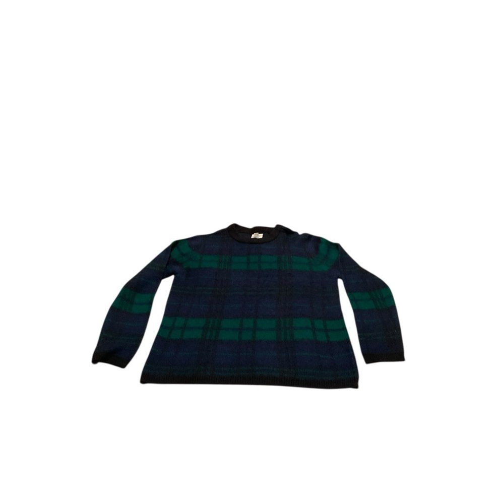 Men's Green & Navy Plaid Crewneck Sweater